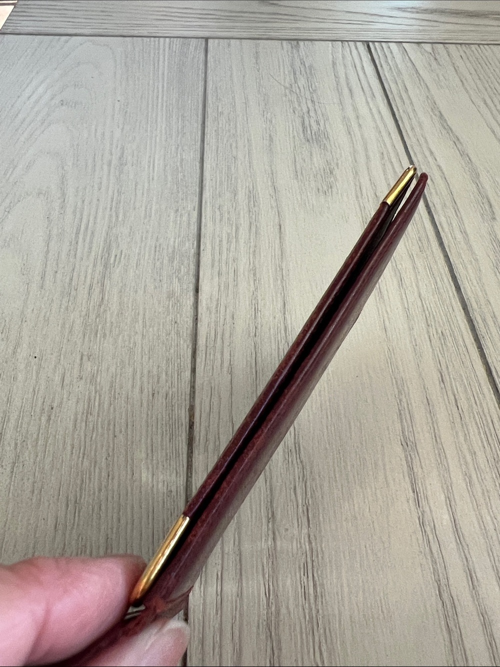 Cartier Burgundy Leather Card with Gold Corner Accents - Picture 9 of 11